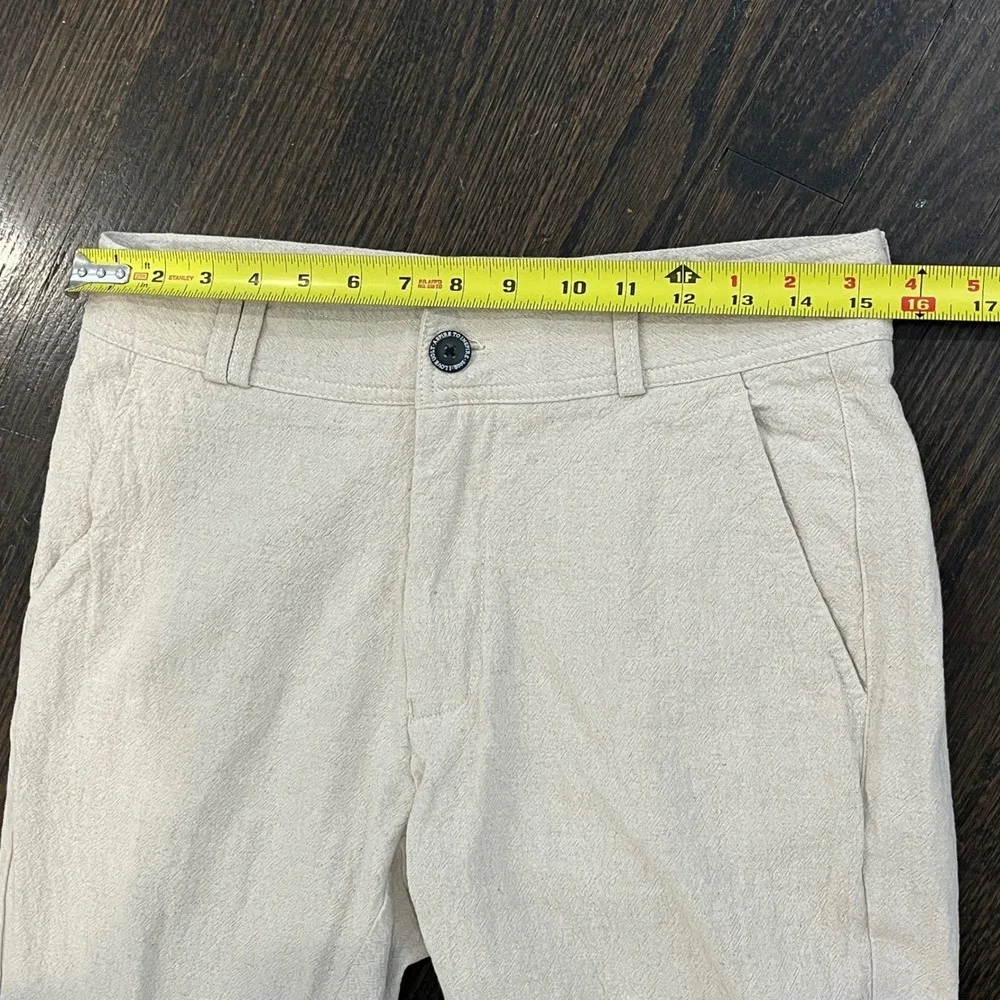 I LOVE UGLY Full Length Slim Kobe Pant Bone Beige Linen Blend‎ Mens Small